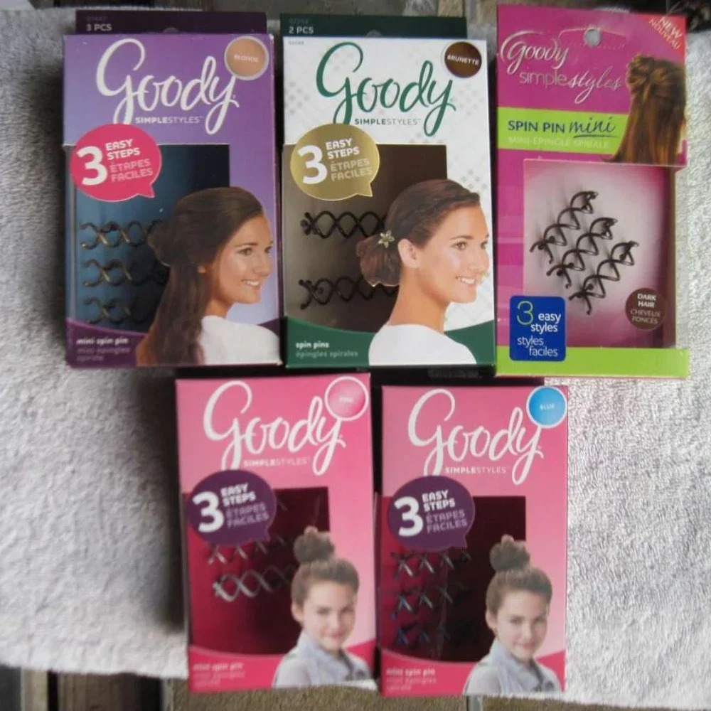 Goody Simple Styles Mini Spin Pins Bun Spiral Updo Hair Accessory Pin Light Dark